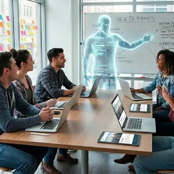 AI TV show development brainstorming session generating aligned concepts