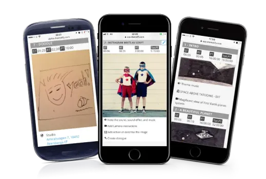 AV scripts on smartphones for on-the-go production planning