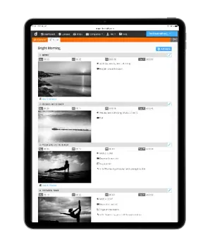 AV script on iPad in portrait mode for storyboard and commercial production
