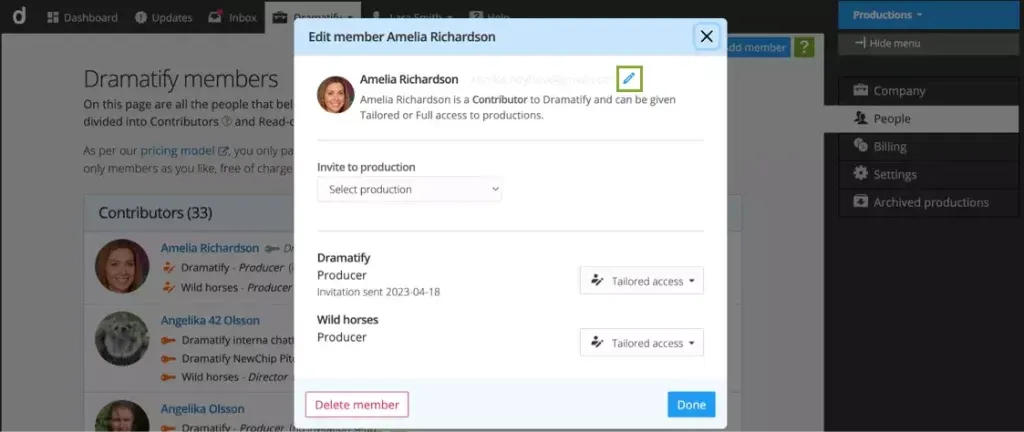 Add or edit company administrator in Dramatify.