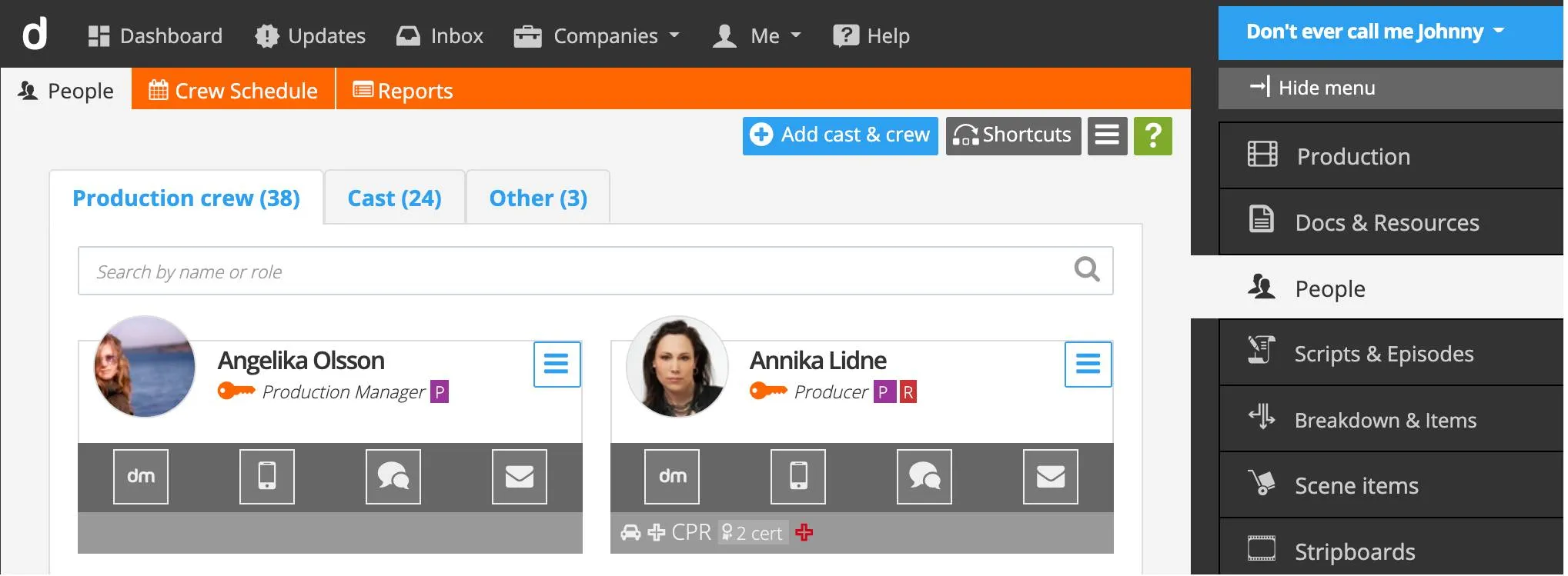 Add People, Cast &amp; Crew to your Dramatify production
