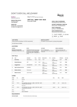 Dramatify compact print call sheet template