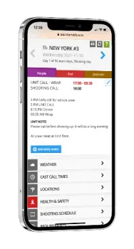 Dramatify call sheet on iPhone