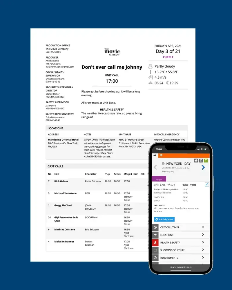 Call sheets