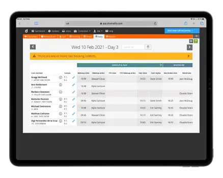 Daily cast scheduling with cast calls in Dramatify