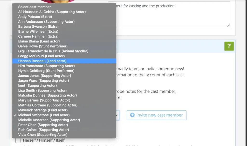 Change cast member - reset