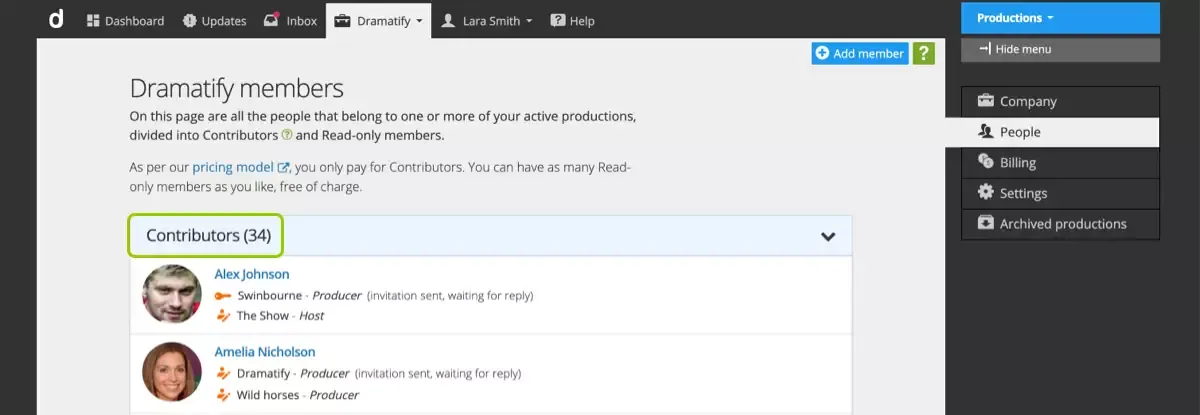 Monitor how many seats and licenses you are paying for on the People page in the Company section.