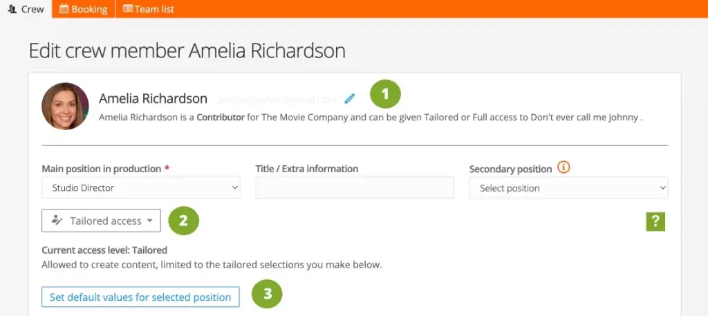 Here is how to set crew access rights to your production and specific tools.