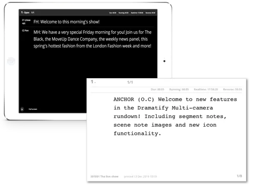 Integrated digital and print cue cards in Dramatify