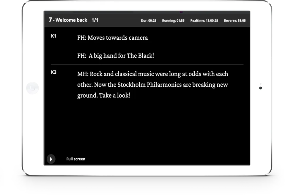 Digital Cue Card on iPad