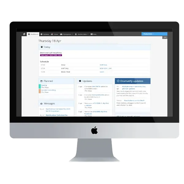 AI slate development projects displayed in the main production dashboard