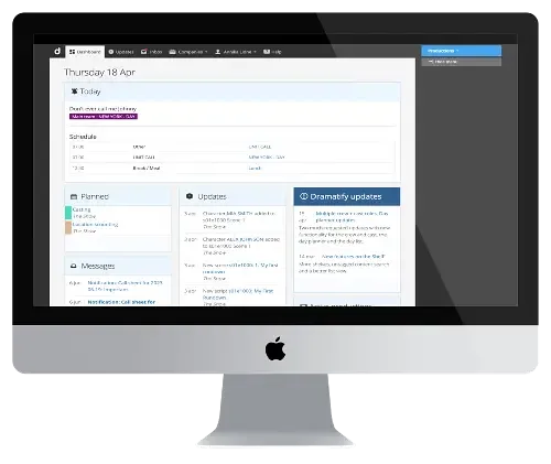 Dramatify dashboard for production scheduling