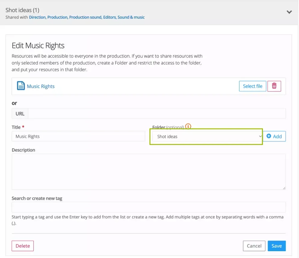 Change folders in the Docs &amp; Resource section