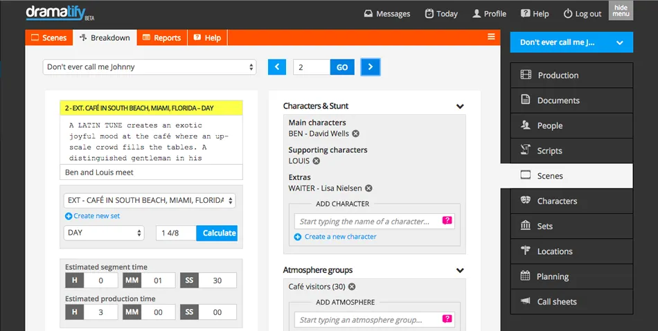 Dramatify releases technical script breakdown