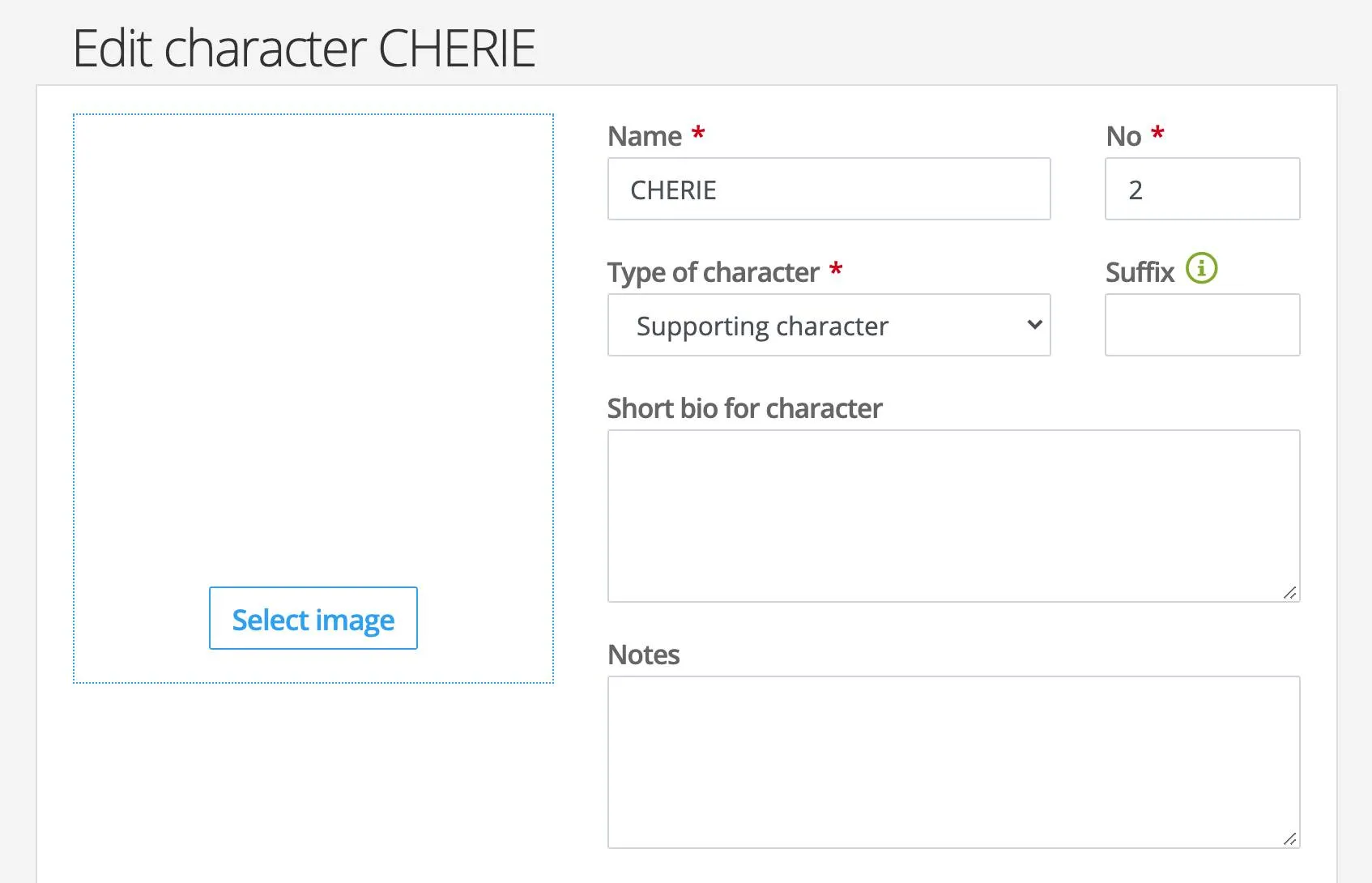 Edit character in Dramatify