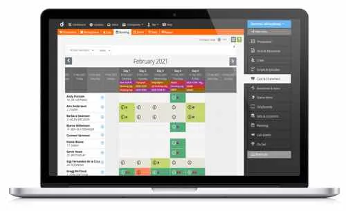 Visual cast schedule and booking overview in Dramatify