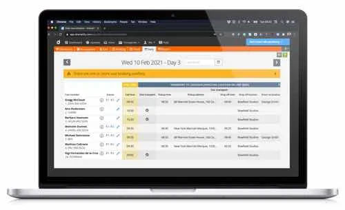 Daily cast scheduling with call times and production details