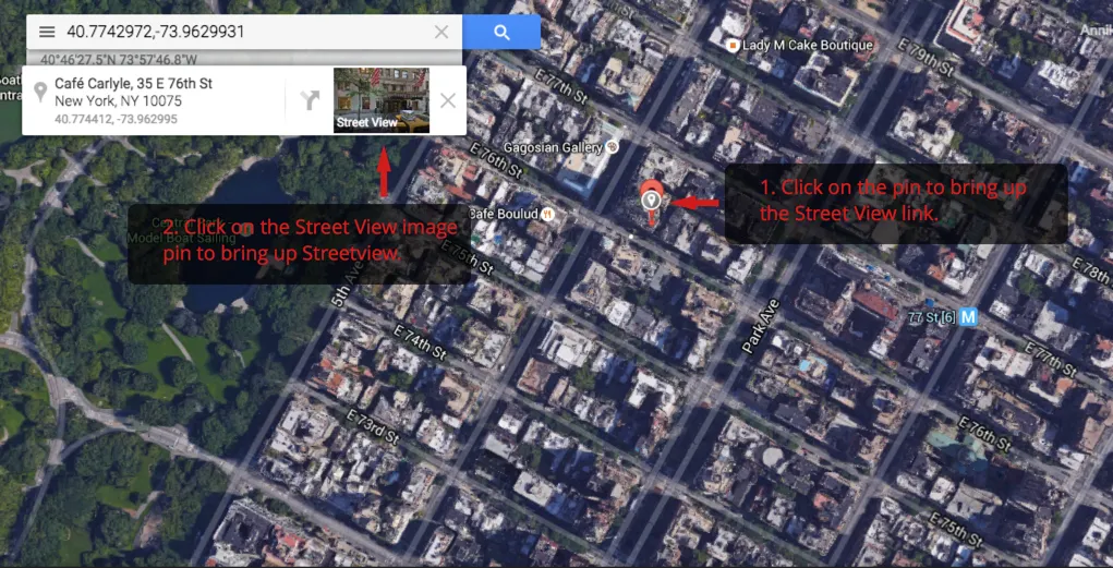Google maps to street view