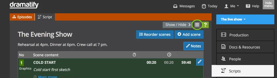Add dark mode to your entertainment script and rundown