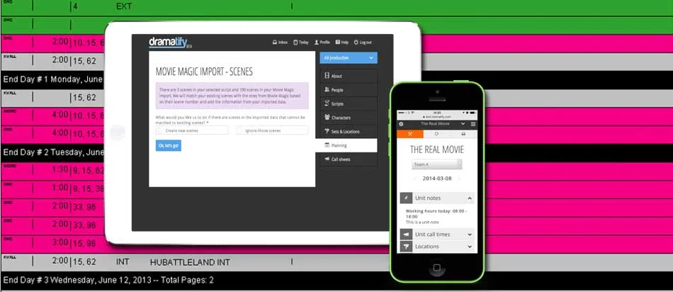 Import from Movie Magic Scheduling, distribute digitally