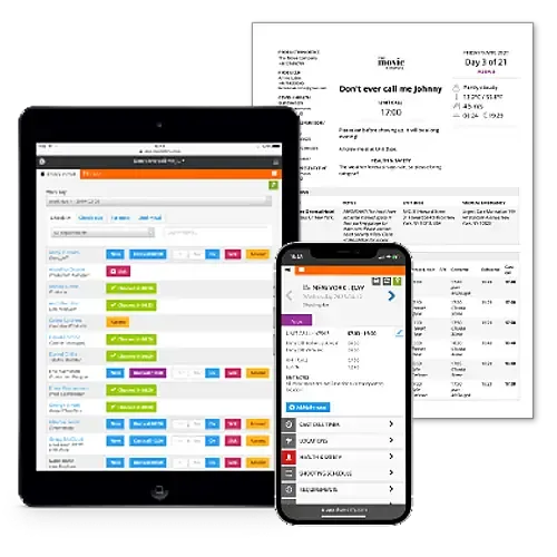Film production software streamlining on-set management with smart call sheets and automated time tracking
