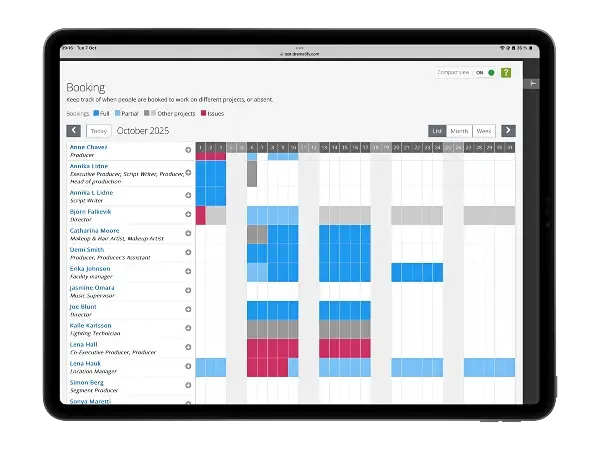 Company-wide resource booking across productions for broadcasters