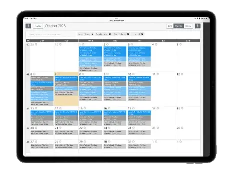 Monthly view of the Production Resource Booking