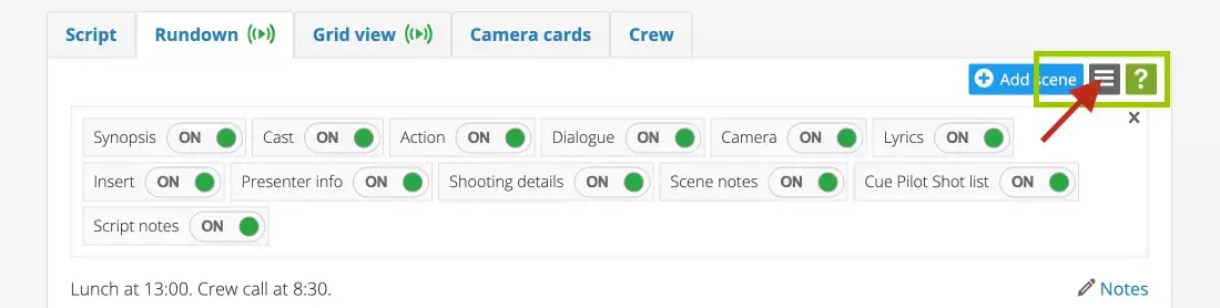 Click the rundown menu to access Script settings to turn on the SPX Graphics column
