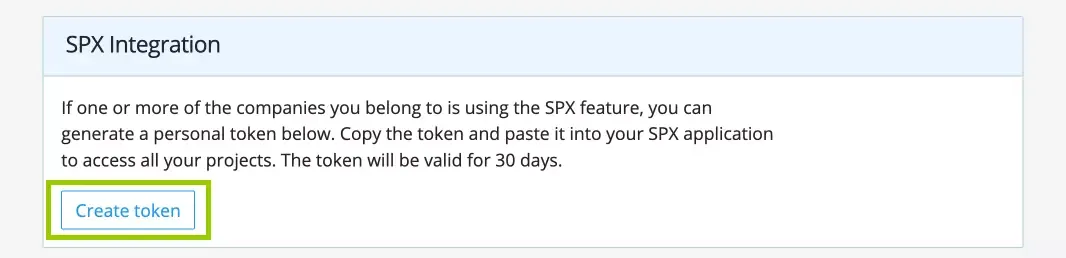 SPX Dramatify Connector — Create a personal token