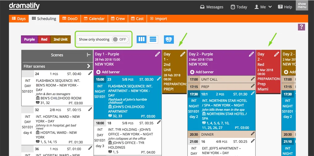 Scheduling - show all days