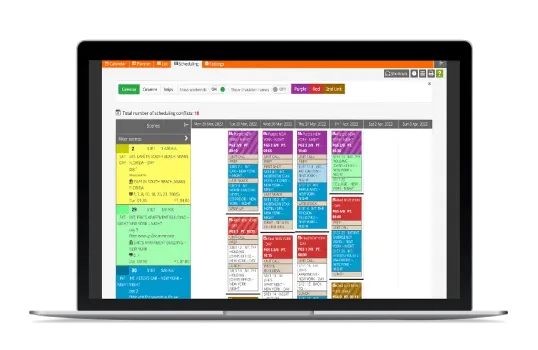 Shooting scheduling - calendar view