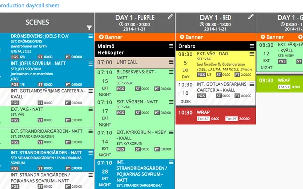 New drag and drop TV & film production scheduling