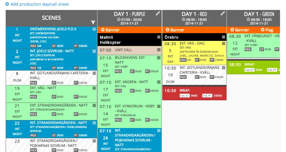 New drag and drop TV & film production scheduling