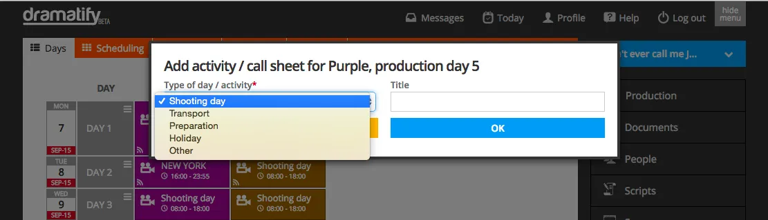 Call sheet types