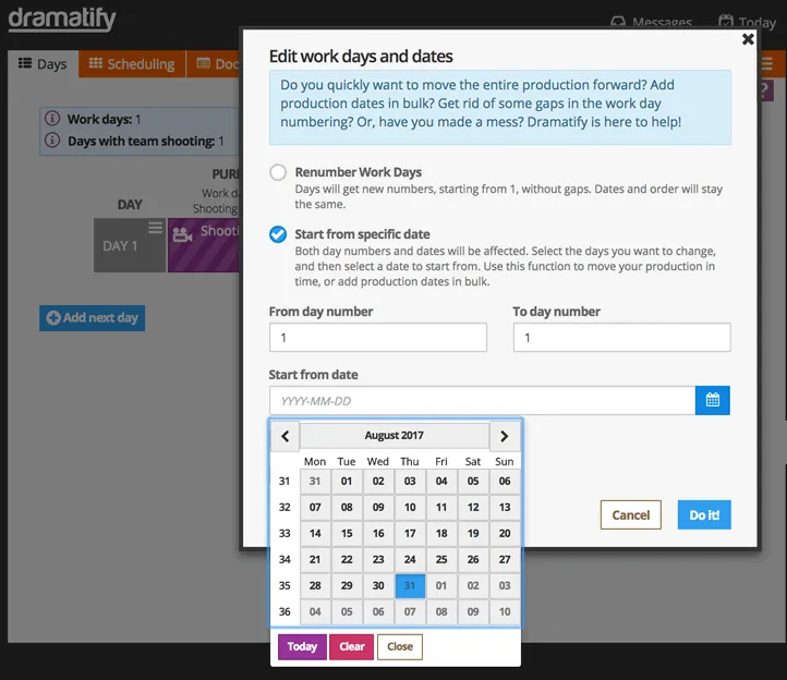 Add dates form
