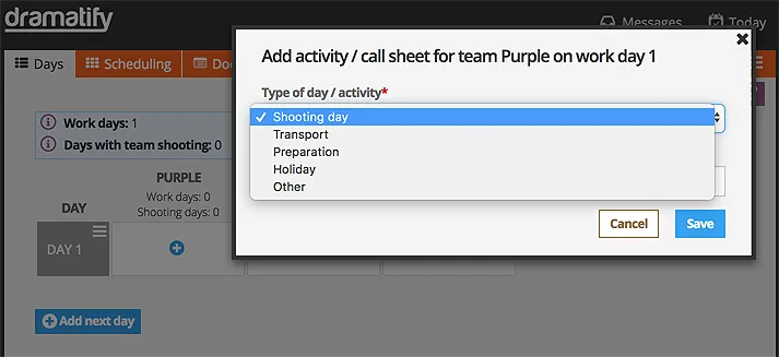 Call sheet types