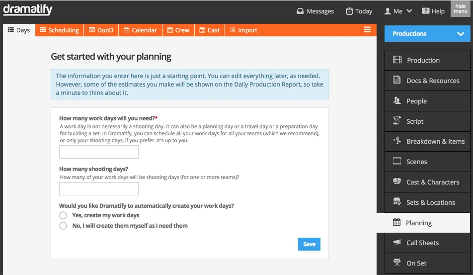 Setting up scheduling