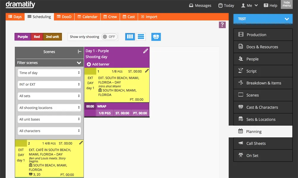 Scheduling filters