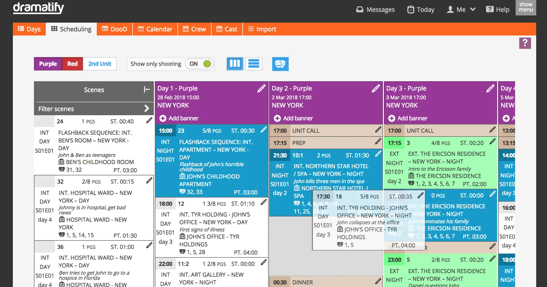 Scheduling - move a scene