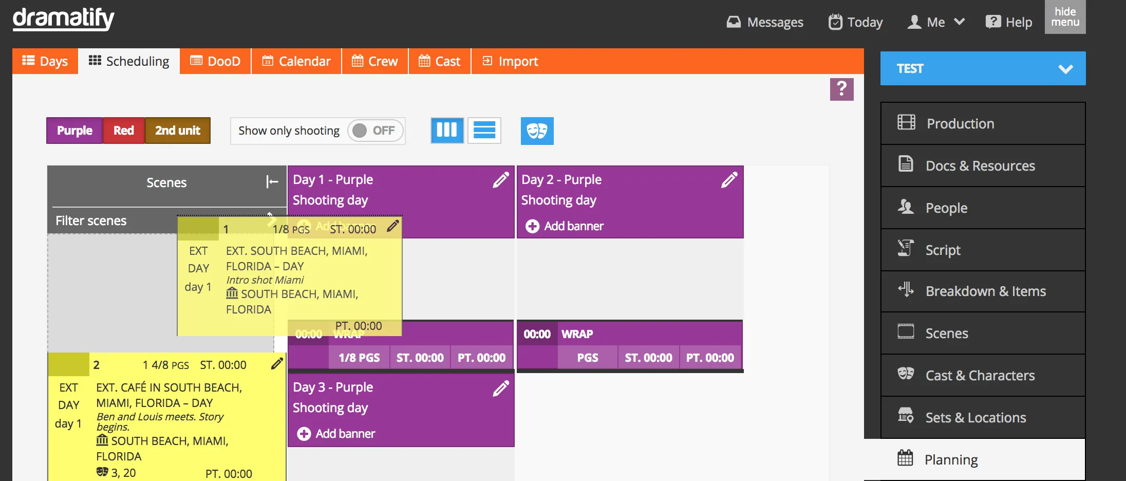 Scheduling: Remove a scene