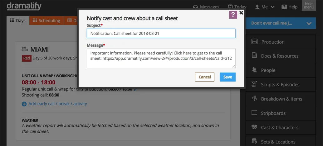 Announce call sheet, part 2