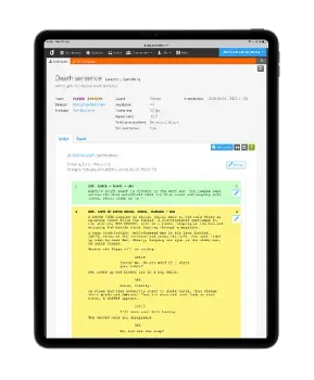 Screenplay view with version colours in Dramatify