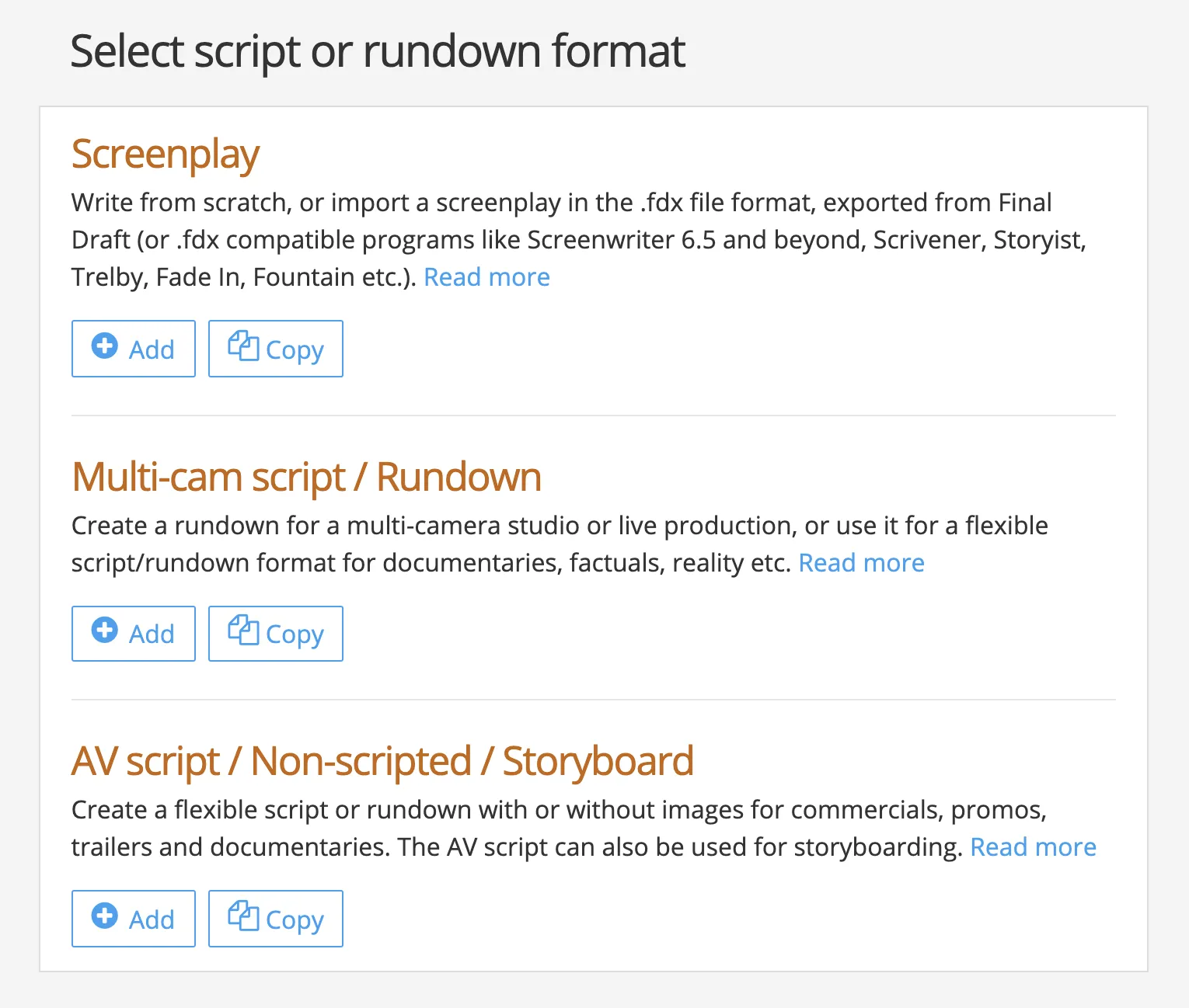 Add a new script / rundown