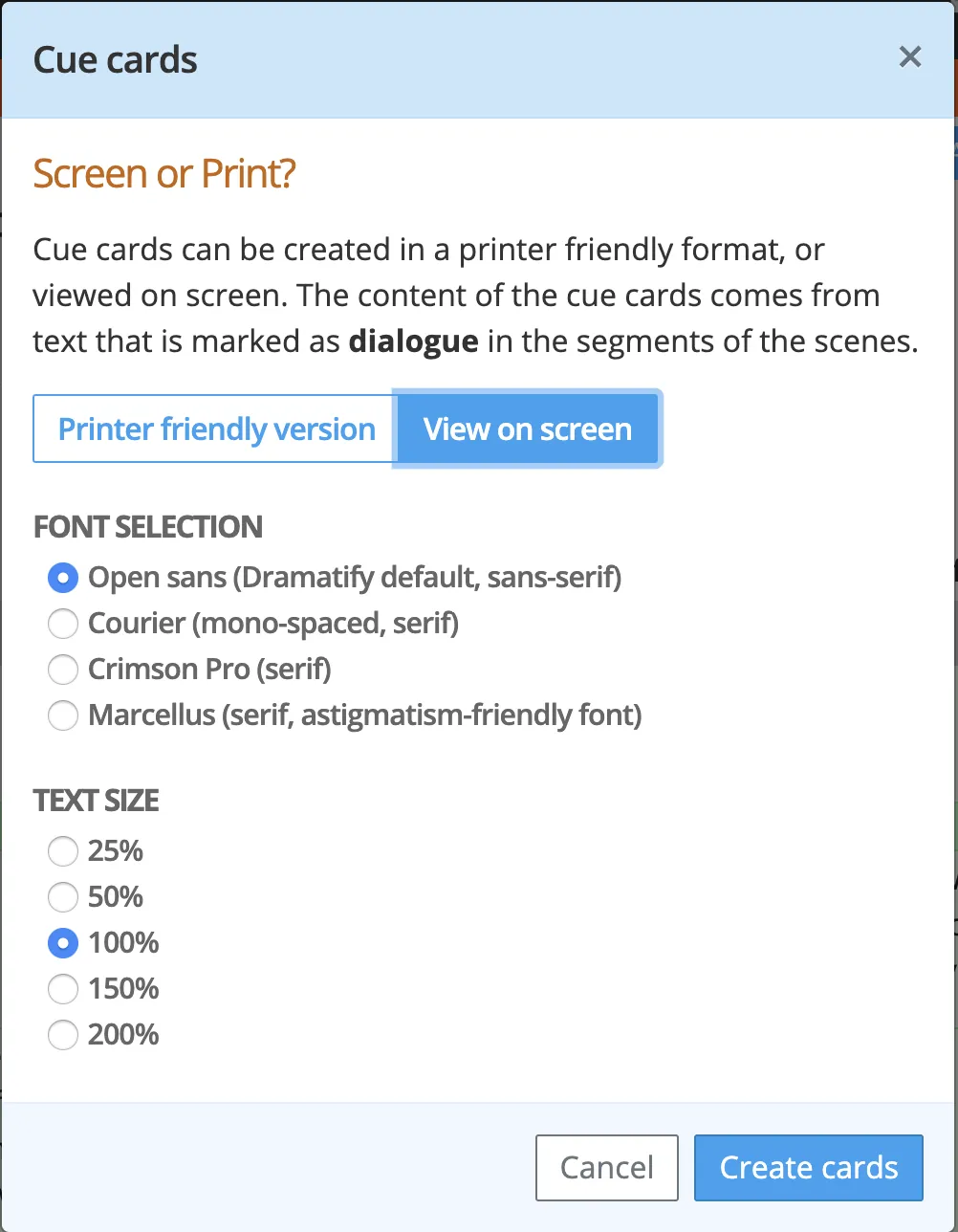 Create cue cards for tablets and smart phones