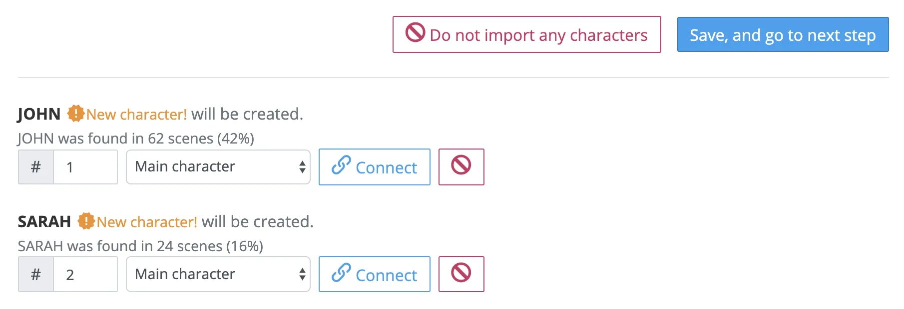 Import character