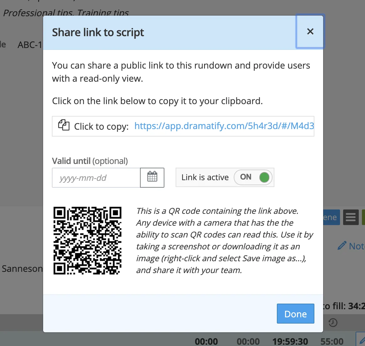 Share a public link to a rundown