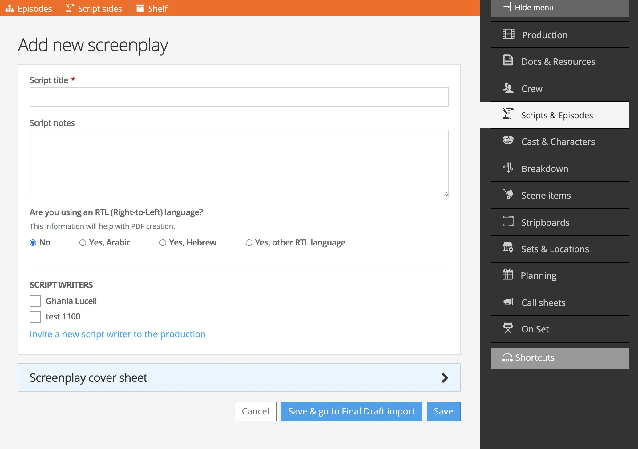 Import Final Draft Screenplay