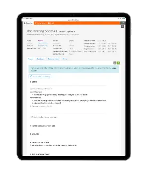 Rundowns for live and studio shows for entertainment, music, sports, current affairs, talkshows with distraction-free scriptwriter view