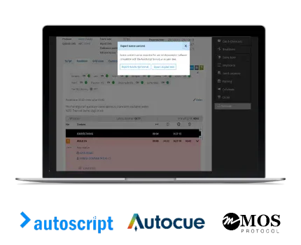 Rundown export to teleprompters automatically or download