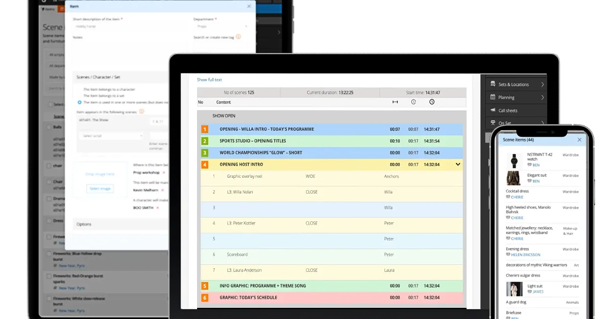Three New Workflow Improvements for rundowns, scene items and call sheets requested by Production Teams
